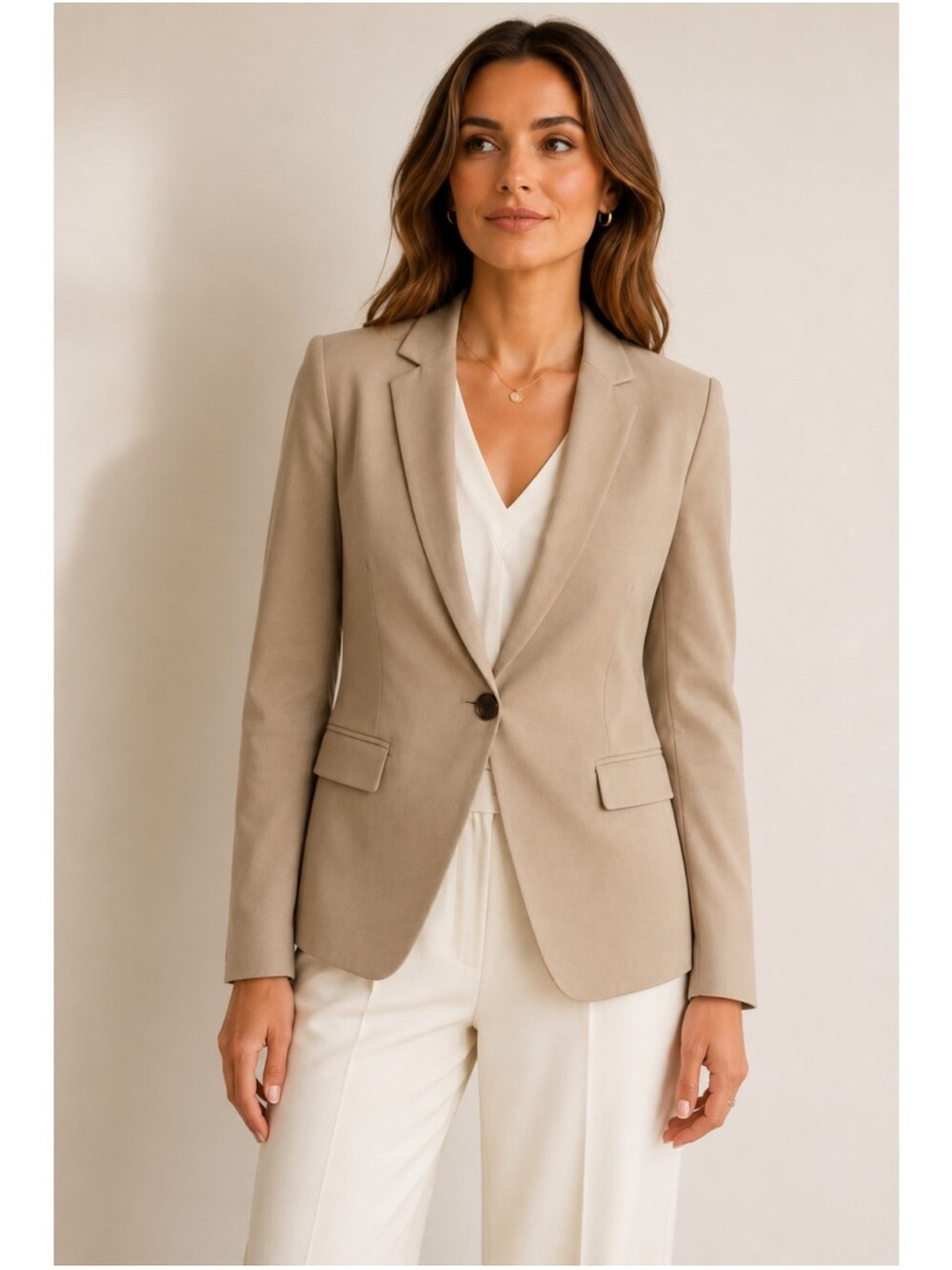 Ann Taylor Tan Single Button Blazer Sz 2